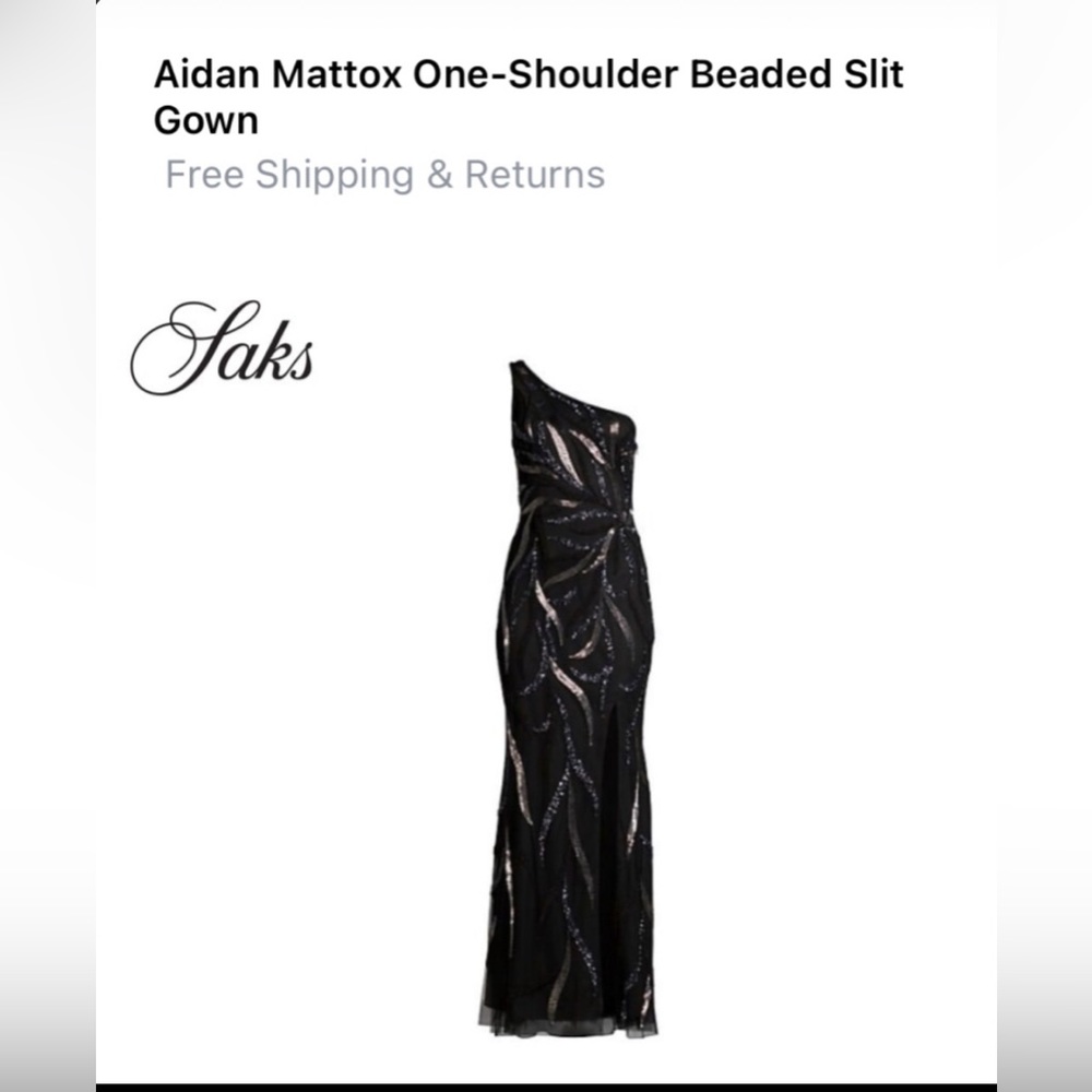 Aidan Mattox One Shoulder Beaded Slit Gown